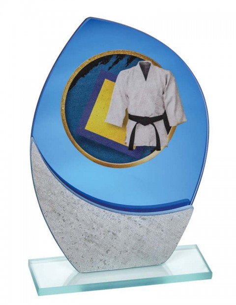 (254)  trofeo cristal  con aplique 