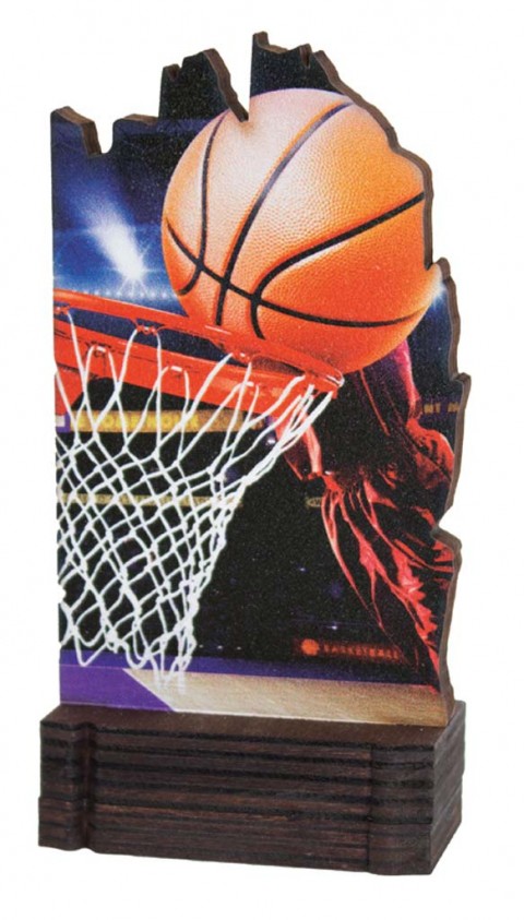 (245)  trofeo madera baloncesto 