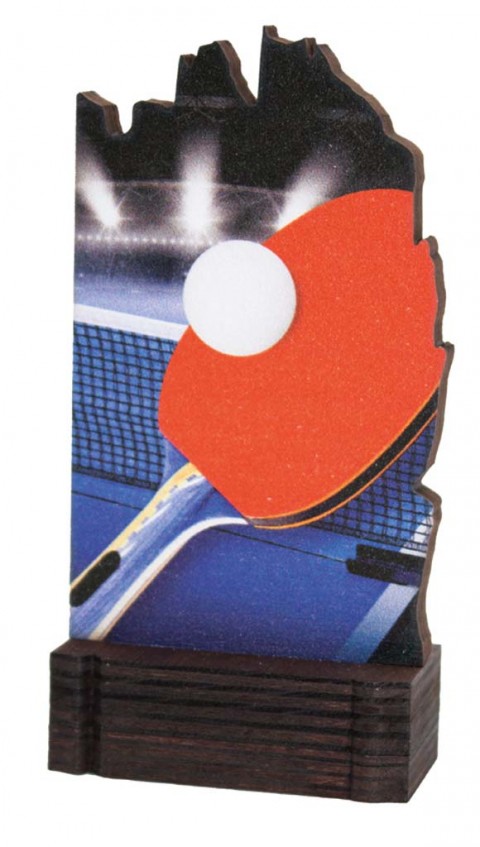 (246)  trofeo madera tenis de mesa 