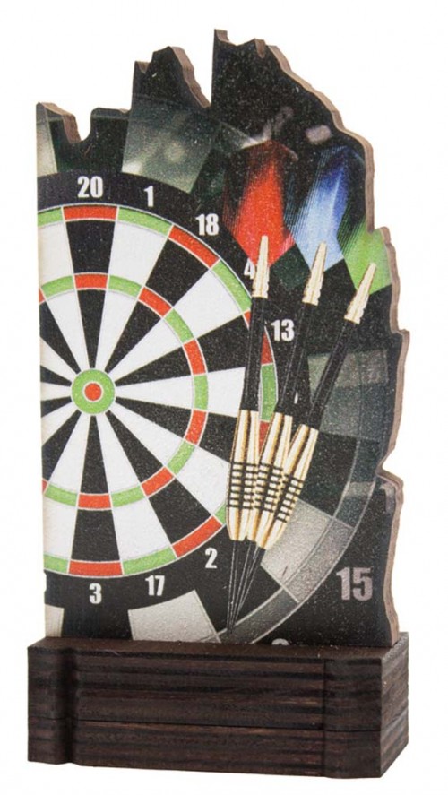 (247)  TROFEO MADERA DARDOS