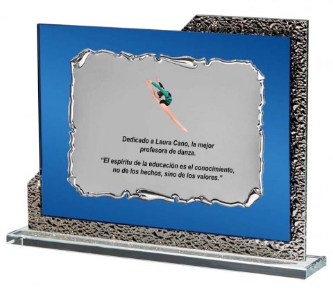 (128) placa homenaje soporte de cristal 