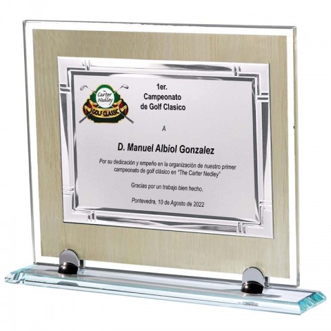 (126) placa homenaje soporte de cristal 