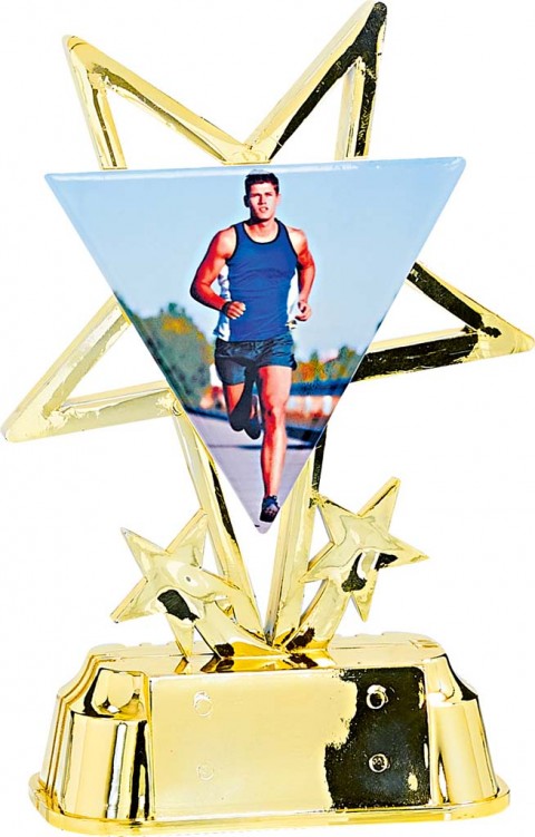 (213)  trofeo con aplique de ceramica atletismo 
