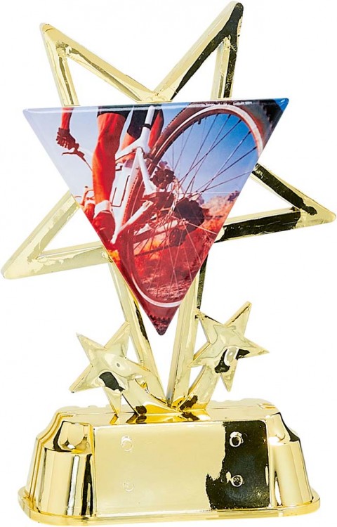 (213)  trofeo con aplique de ceramica  ciclismo 