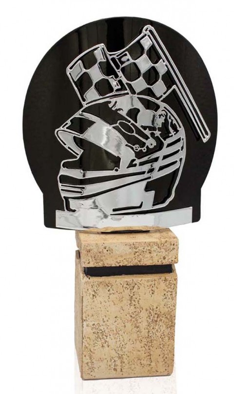 (238)trofeo metal motor plata