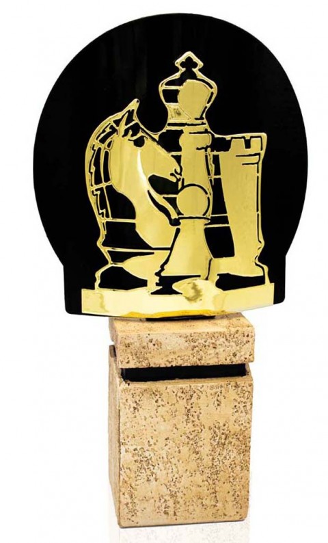 (238) 26/25 trofeo metal ajedrez oro 