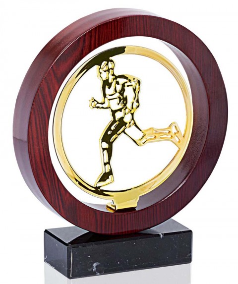 (206)  trofeo madera/metal atletismo 