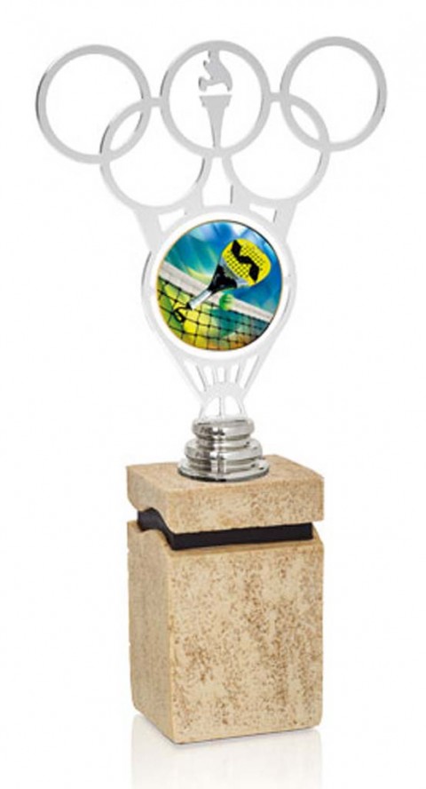(232)  trofeo metal aros olimpicos alegorico 