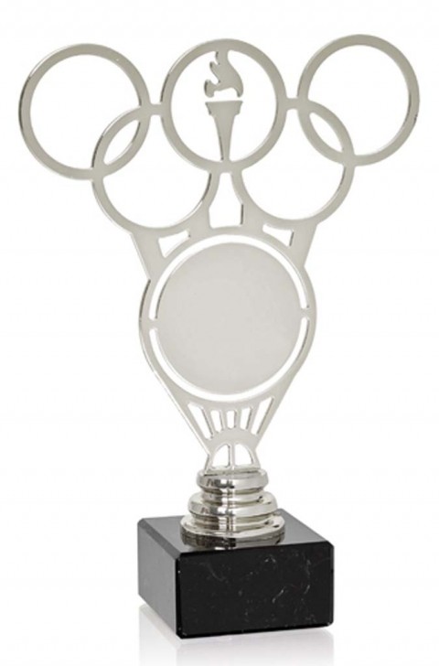 (230)  trofeo metal aros olimpicos alegorico 