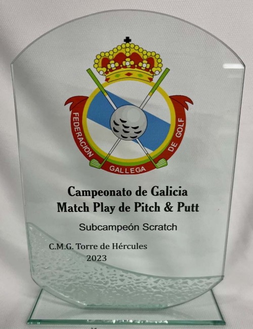 TROFEO CRISTAL GRABABLE EN COLOR 18X 13 cm.
