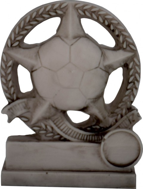 trofeo resina futbol acabado en gris