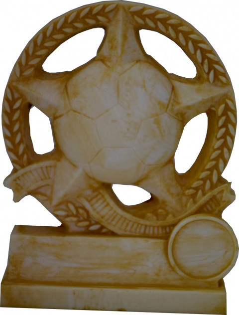 trofeo resina futbol acabado en marfil