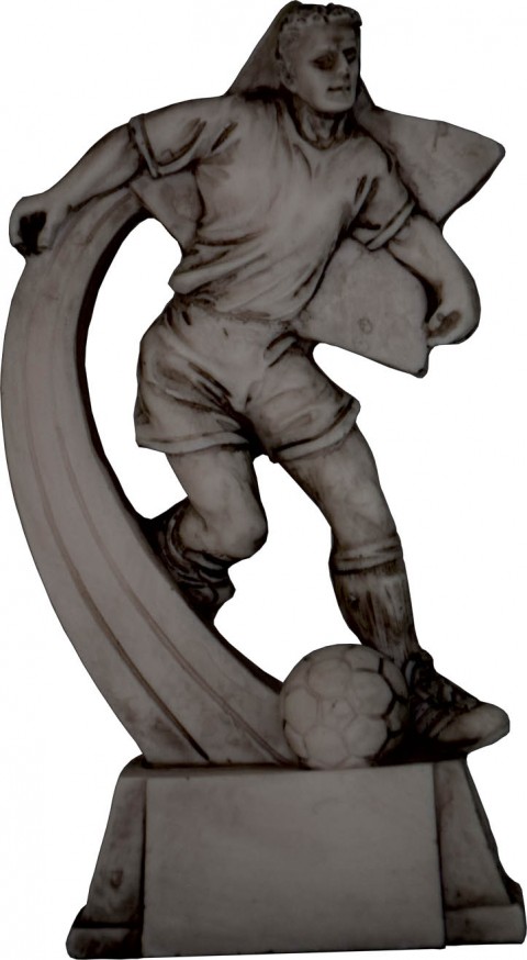 trofeo resina futbol acabado en gris