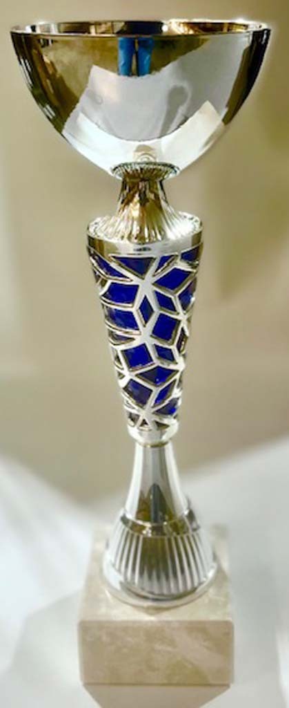 copa azul y plata calada