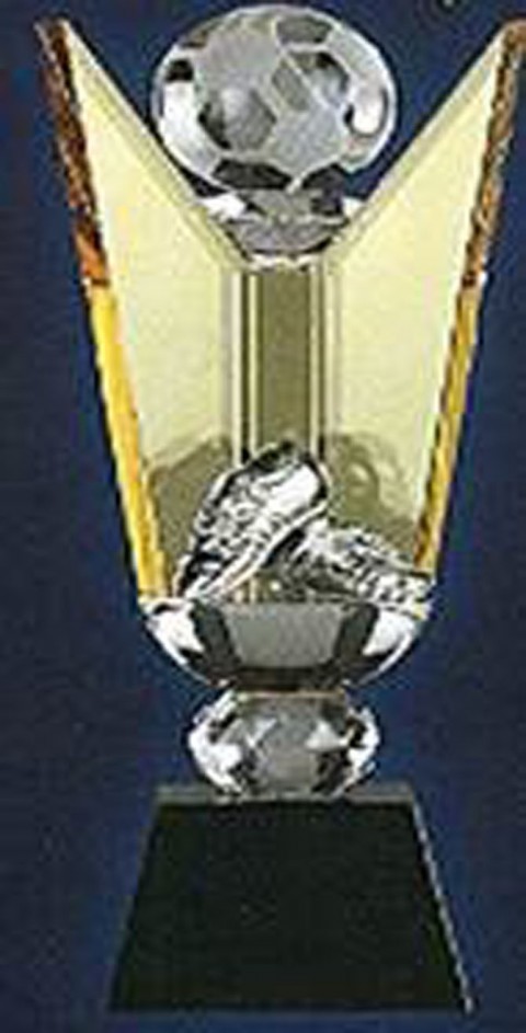 trofeo cristal futbol con estuche