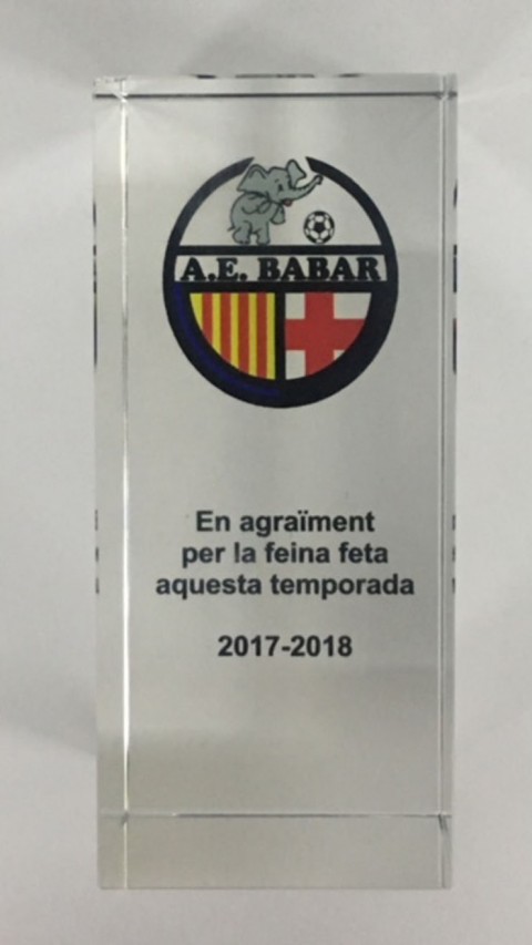trofeo cristal optico garbado a color