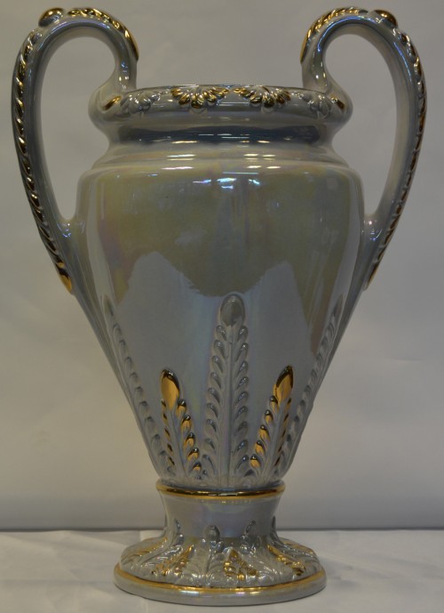 COPA CERAMICA DECORADO EN ORO MARRON 46 CM.